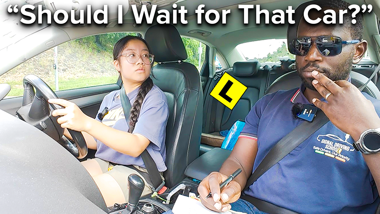 Mock driving test with Kara